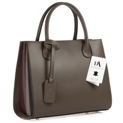 Geanta dama din piele naturala DiAmanti Franca Taupe Scuro